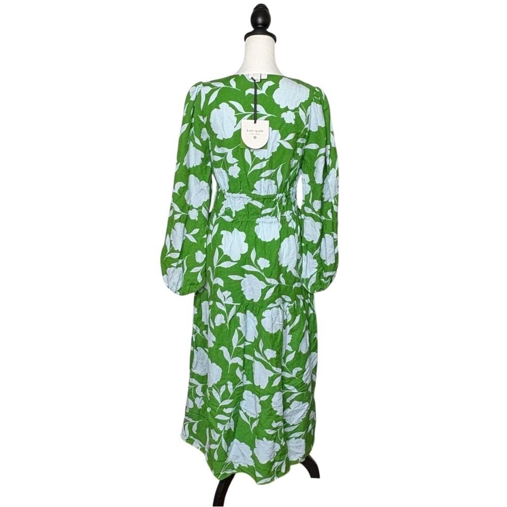 NWT Kate Spade x Target Classic Rose Linen Blend Maxi Dress Size S Pockets Green - Picture 7 of 13